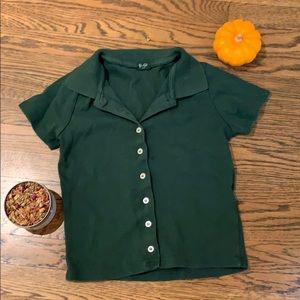A green Brandy button down tee